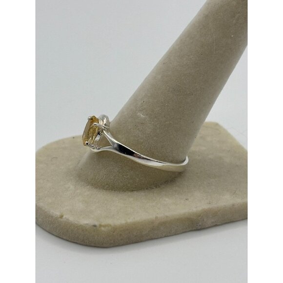 Yellow Citrine Sterling Silver Ring Size 10 Oval Gemstone - Picture 5 of 5